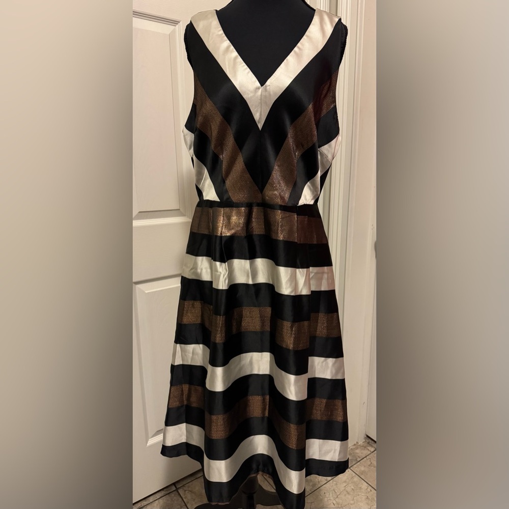 New York & Company Black and White Off-the-Shoulder A-Line Mini Dress